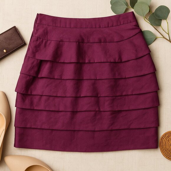 H&M Ruffle Mini Skirt Purple Satin Size 2 - Picture 8 of 8